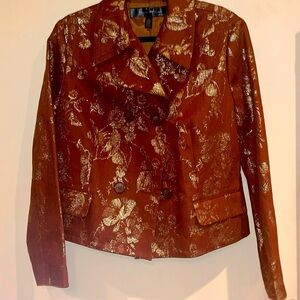 Apostrophe ladies / women’s size 18 gold and brown jacquard shorty jacket